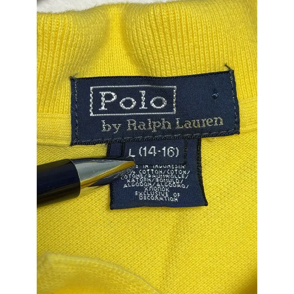 Polo Ralph Lauren Polo Shirt Youth L Yellow Cotton Pony Logo Short Sleeve